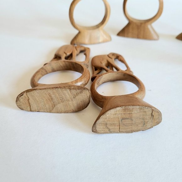 6 wooden elephants napkin holders rings. Safari African decor. - Picture 6 of 6